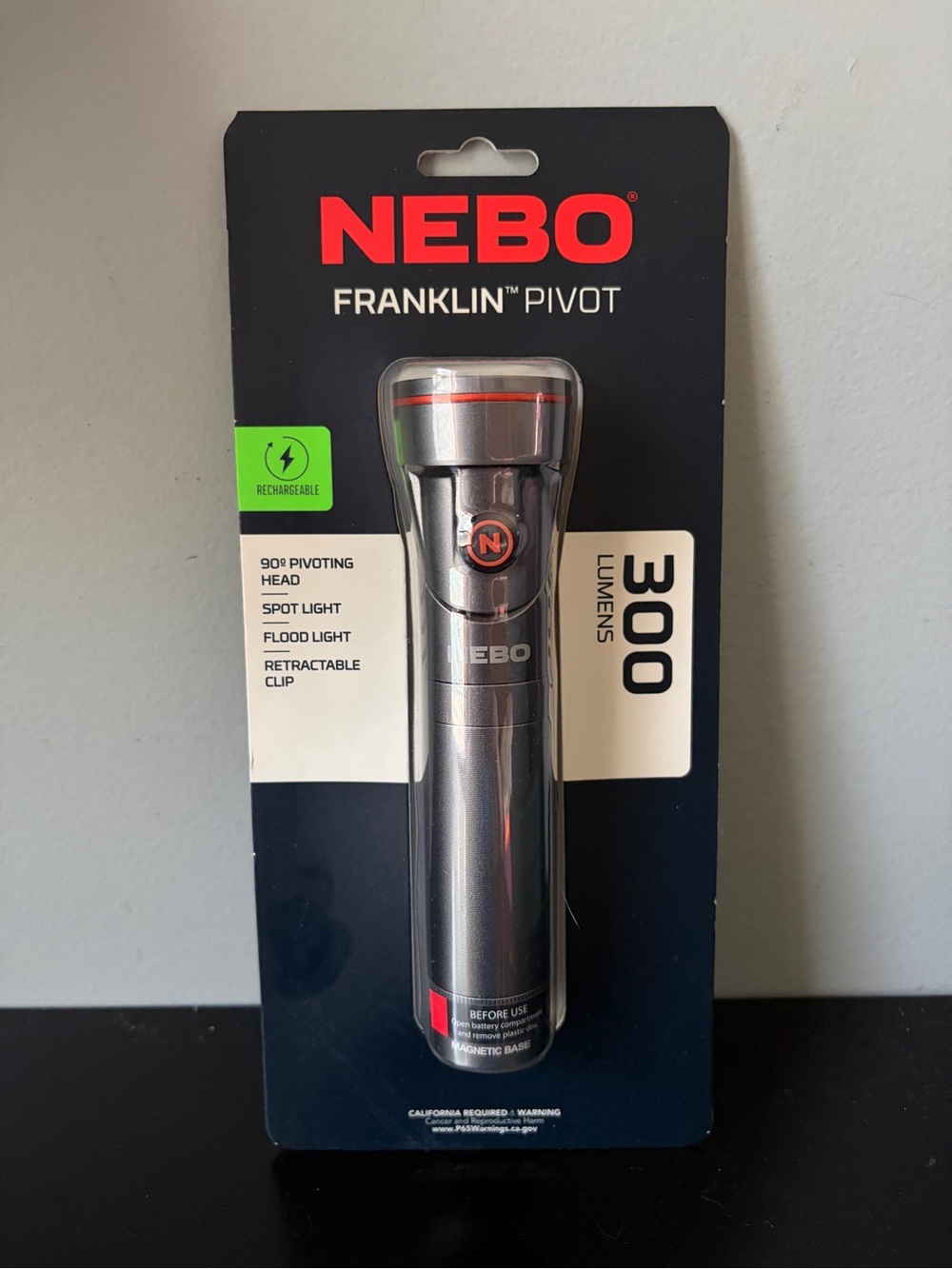 NWT Nebo 300 Lumens Rechargeable Led Dual Work Light & Spot Light